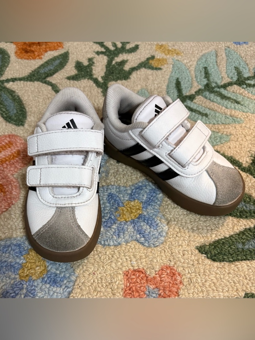Adidas Toddler White & Black Velcro Sneakers